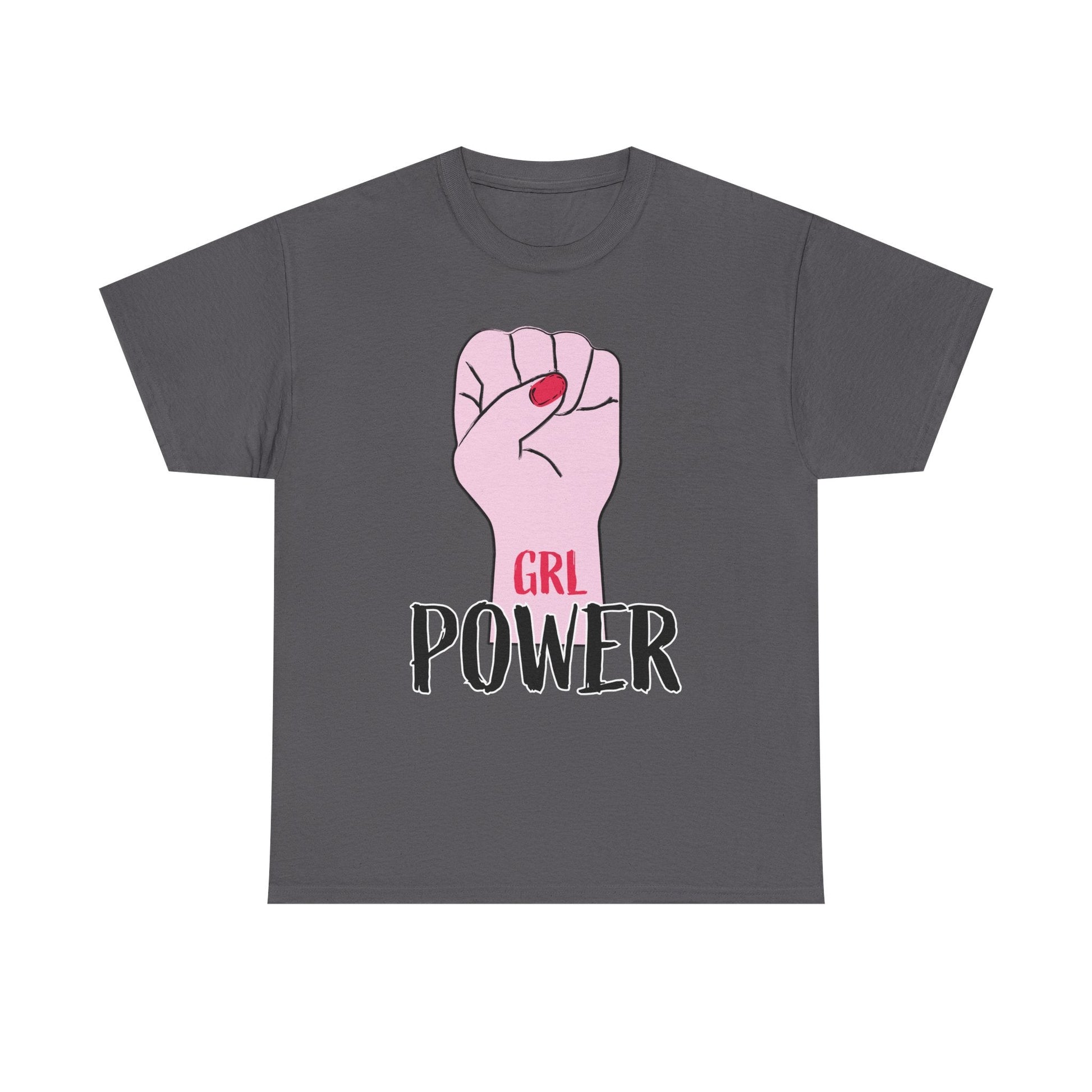 Girl Power T-Shirt — Feminist Raised Fist Tee (Pink Nail Design) Printify