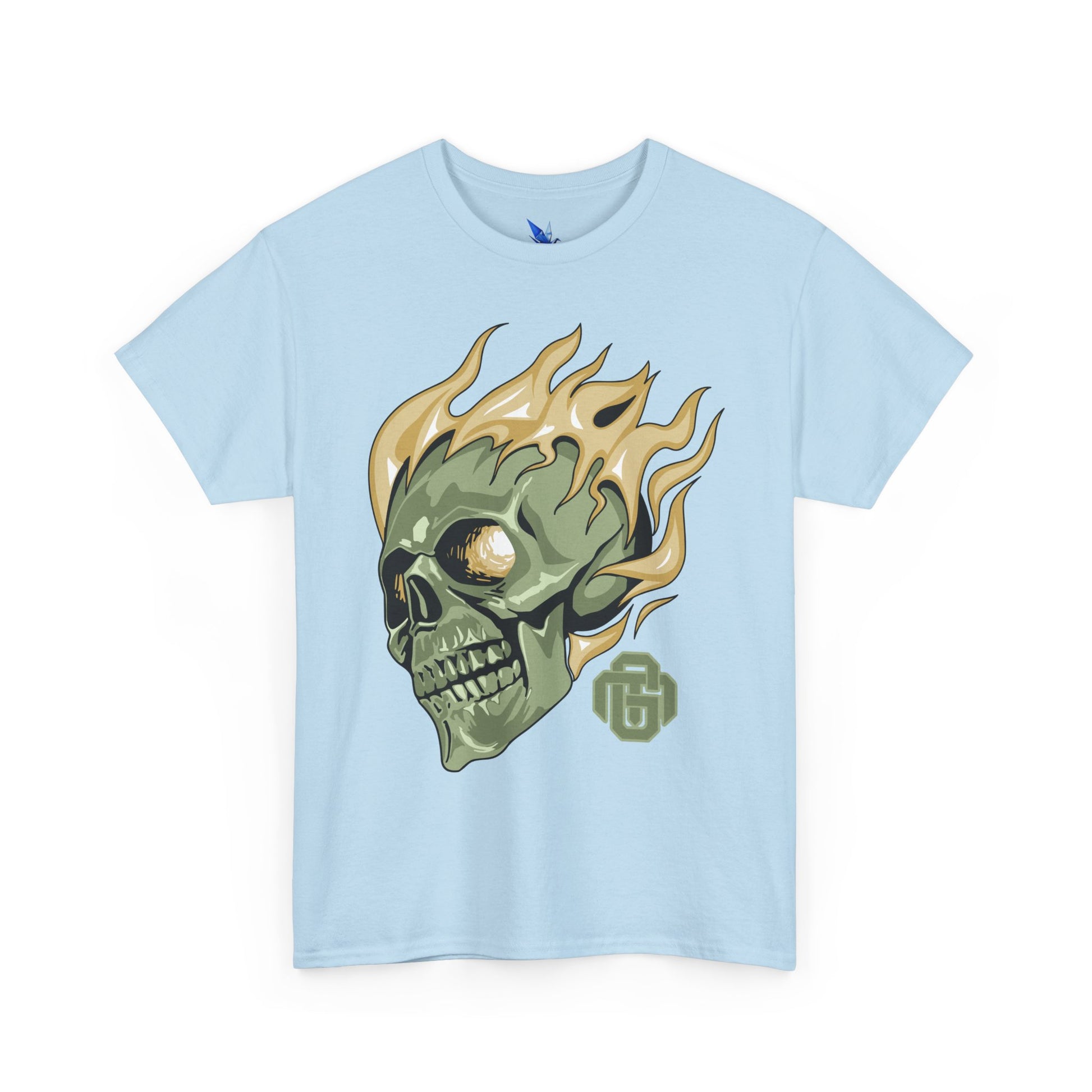 Flaming Green Skull Tee — Edgy Horror Graphic T-Shirt Printify