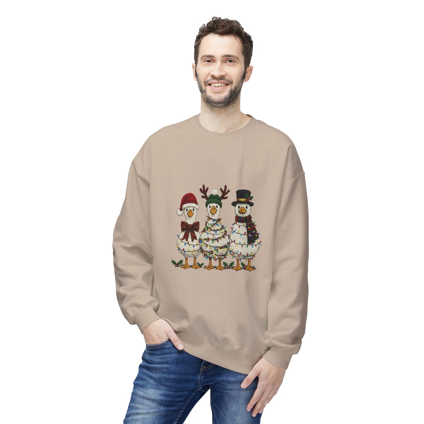 Christmas Duck Family Sweatshirt — Festive Holiday Trio Crewneck Printify