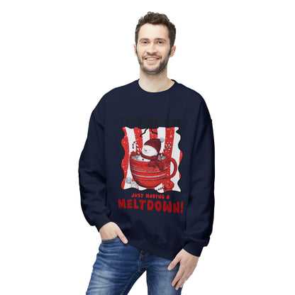 Sweatshirt — "I’m Fine, This Is Fine" Melting Penguin Crewneck Printify