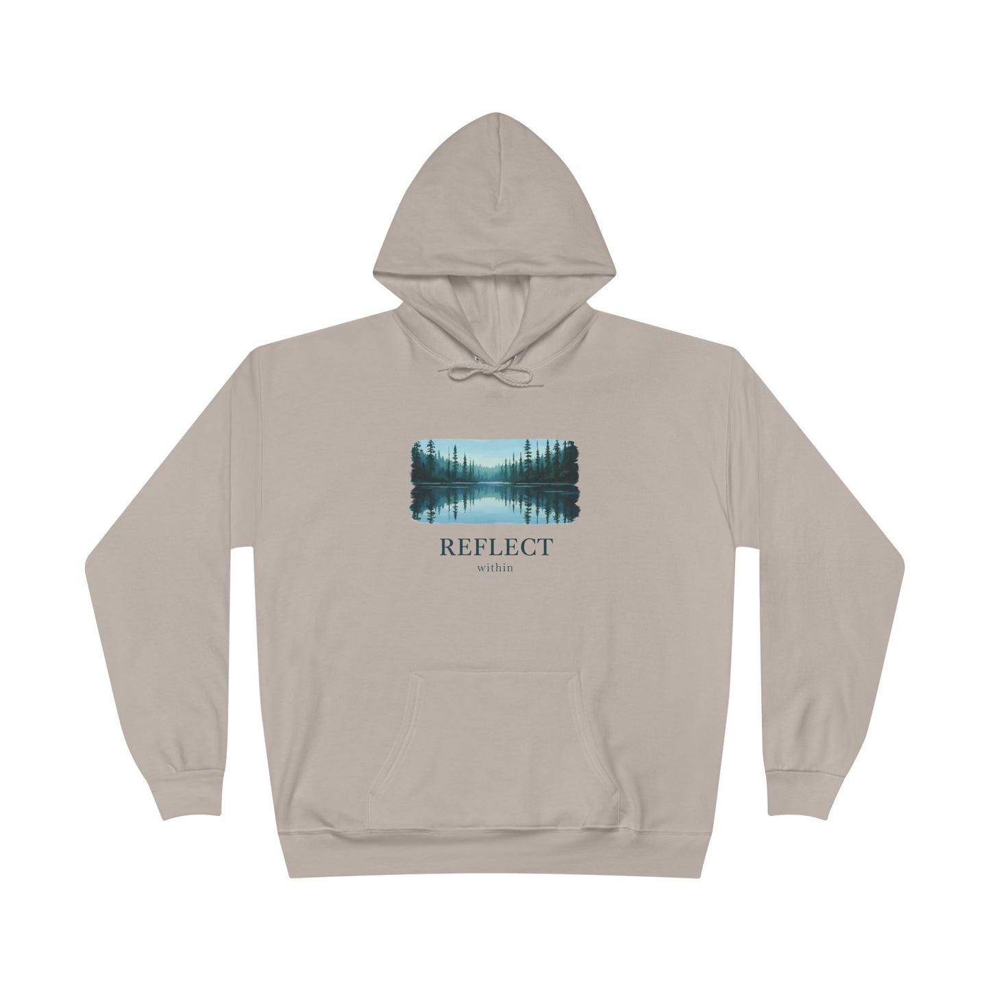 Reflect Lake Hoodie — Tranquil Forest Landscape Pullover Printify