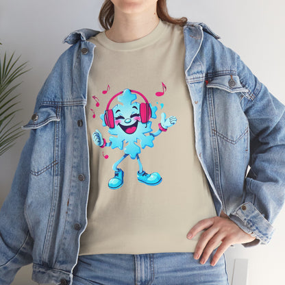 Music Lover Graphic Tee — Happy Snowflake Headphones Character Shirt Printify