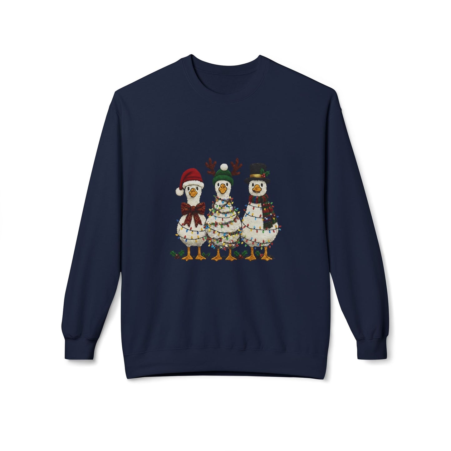Christmas Duck Family Sweatshirt — Festive Holiday Trio Crewneck Printify