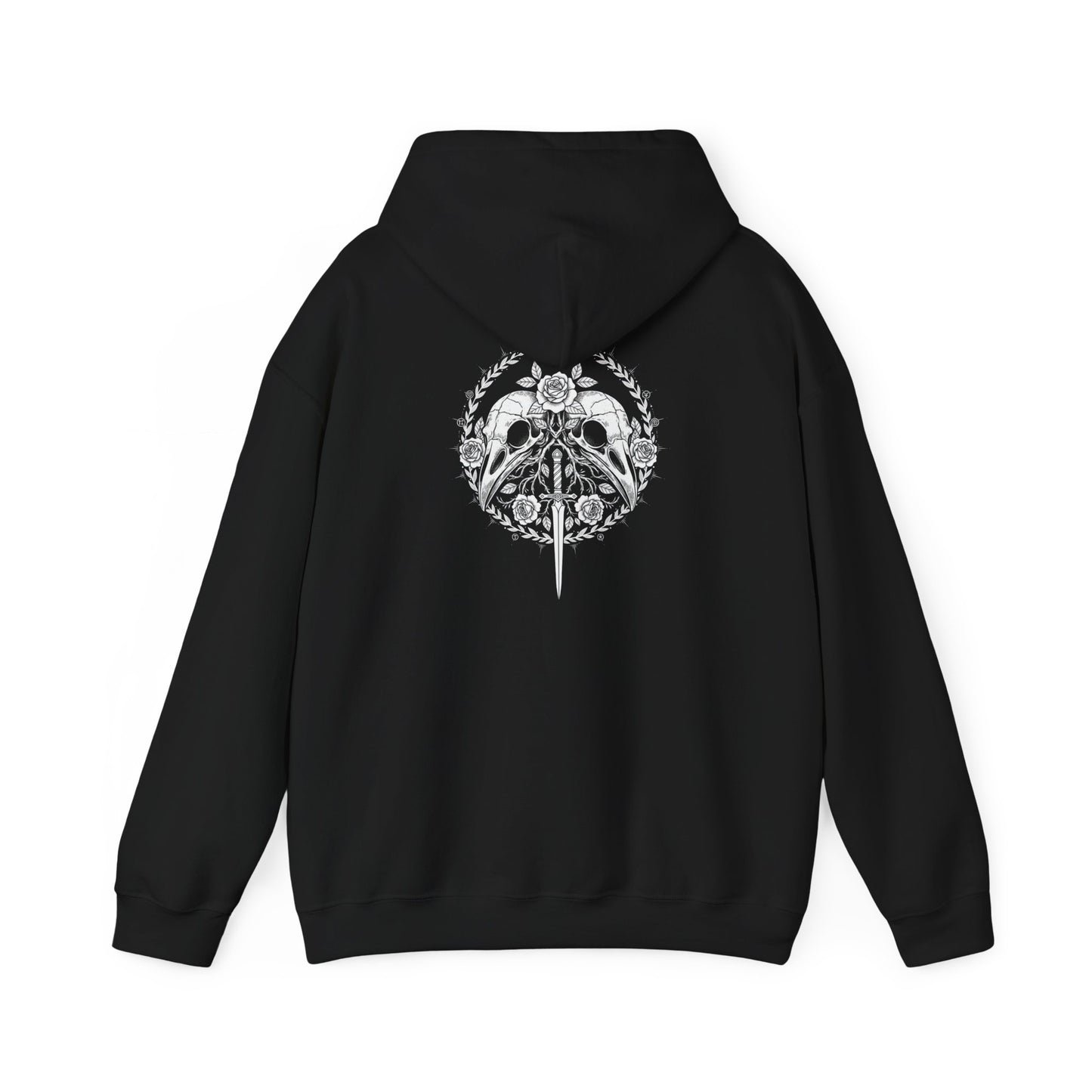 Sword Crest Hoodie — Gothic Floral Sword Graphic Printify