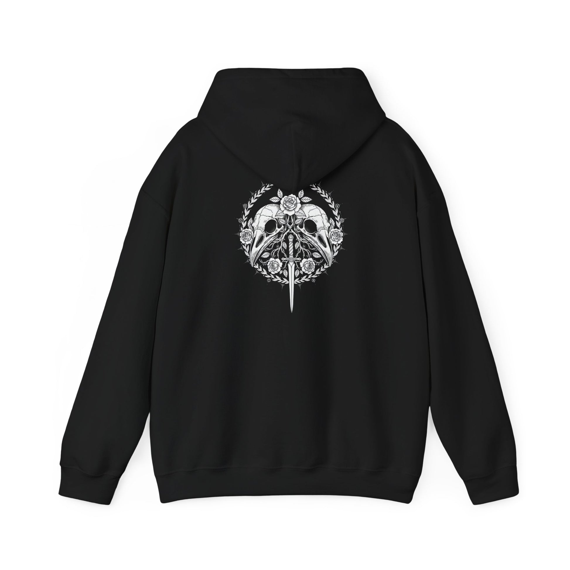 Sword Crest Hoodie — Gothic Floral Sword Graphic Printify