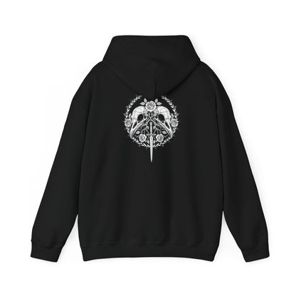 Sword Crest Hoodie — Gothic Floral Sword Graphic Printify