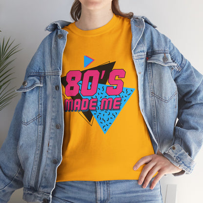 80's Made Me T-Shirt — Retro 1980s Neon Vintage Graphic Tee Printify
