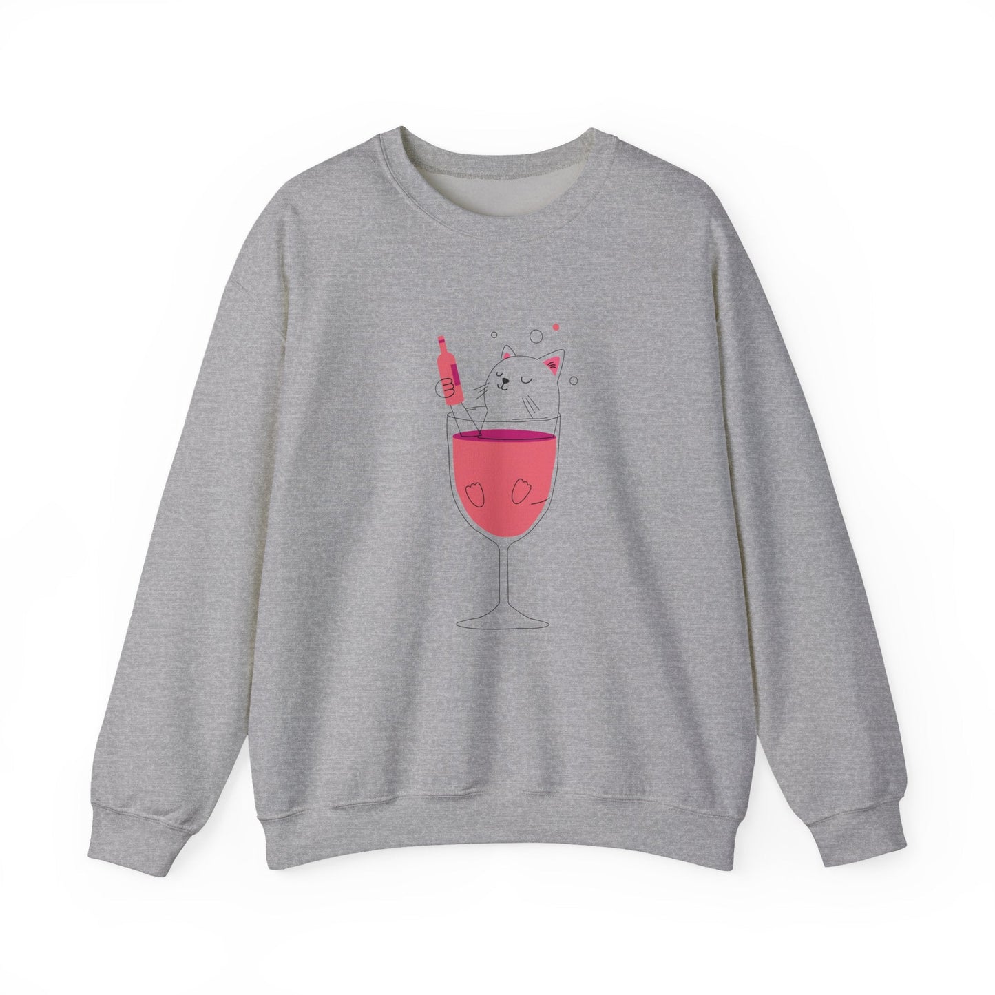 Wine Glass Sweatshirt — Cute Pouring Wine Illustration Crewneck Printify