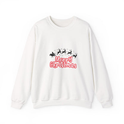 Christmas Crewneck Sweatshirt - 'Merry Christmas' Santa Sleigh Holiday Sweatshirt Printify