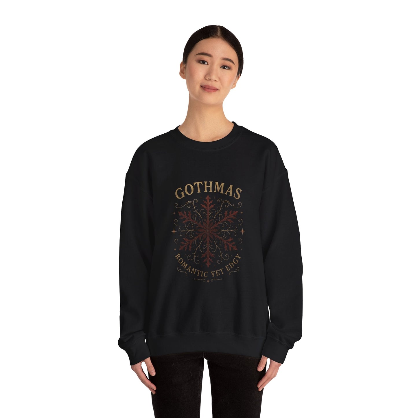 Gothmas Snowflake Crewneck Sweatshirt – "Gothmas: Romantic Yet Edgy" Winter Pullover Printify