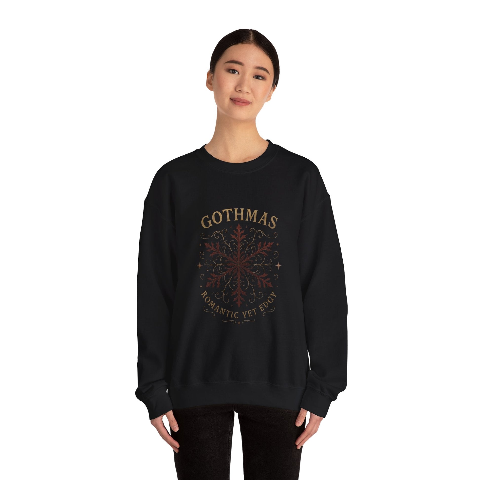 Gothmas Snowflake Crewneck Sweatshirt – "Gothmas: Romantic Yet Edgy" Winter Pullover Printify