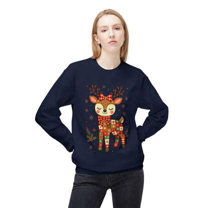 Christmas Patchwork Reindeer Sweatshirt Printify