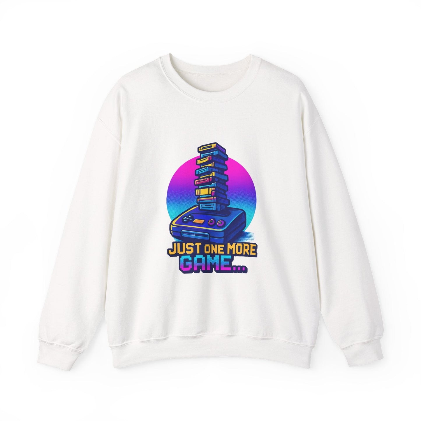 Gaming Crewneck Sweatshirt — Retro Console 'Just One More Game' Design Printify
