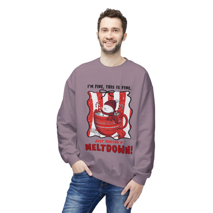 Sweatshirt — "I’m Fine, This Is Fine" Melting Penguin Crewneck Printify