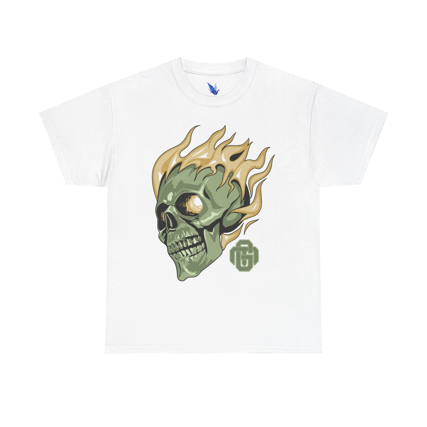 Flaming Green Skull Tee — Edgy Horror Graphic T-Shirt Printify