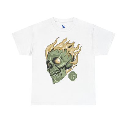 Flaming Green Skull Tee — Edgy Horror Graphic T-Shirt Printify