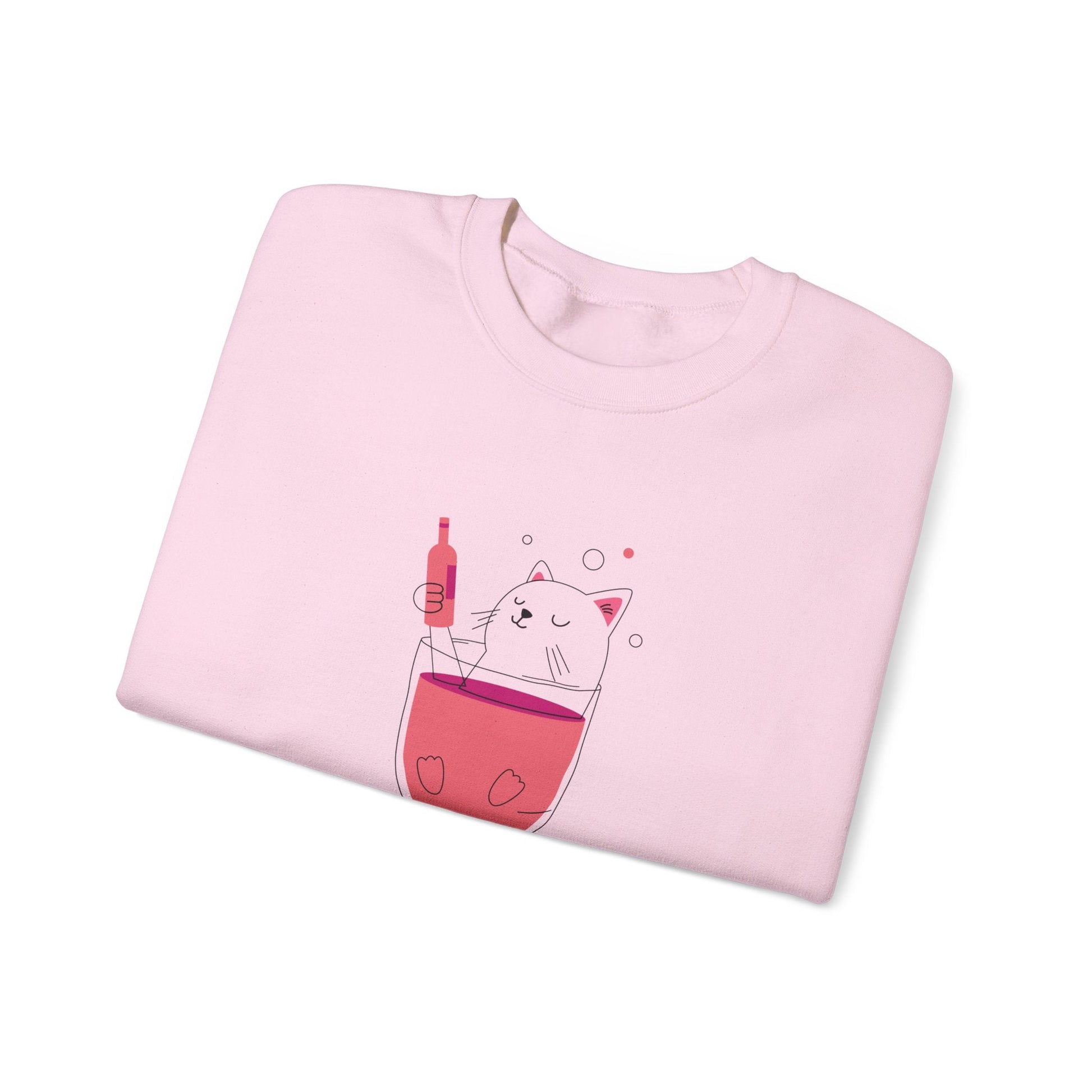 Wine Glass Sweatshirt — Cute Pouring Wine Illustration Crewneck Printify