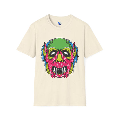 Horror Neon Zombie Skull T-Shirt Printify