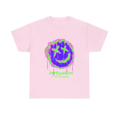 Tee — Neon Drip Smiley "Happynation Toxicated" Graphic T-shirt Printify