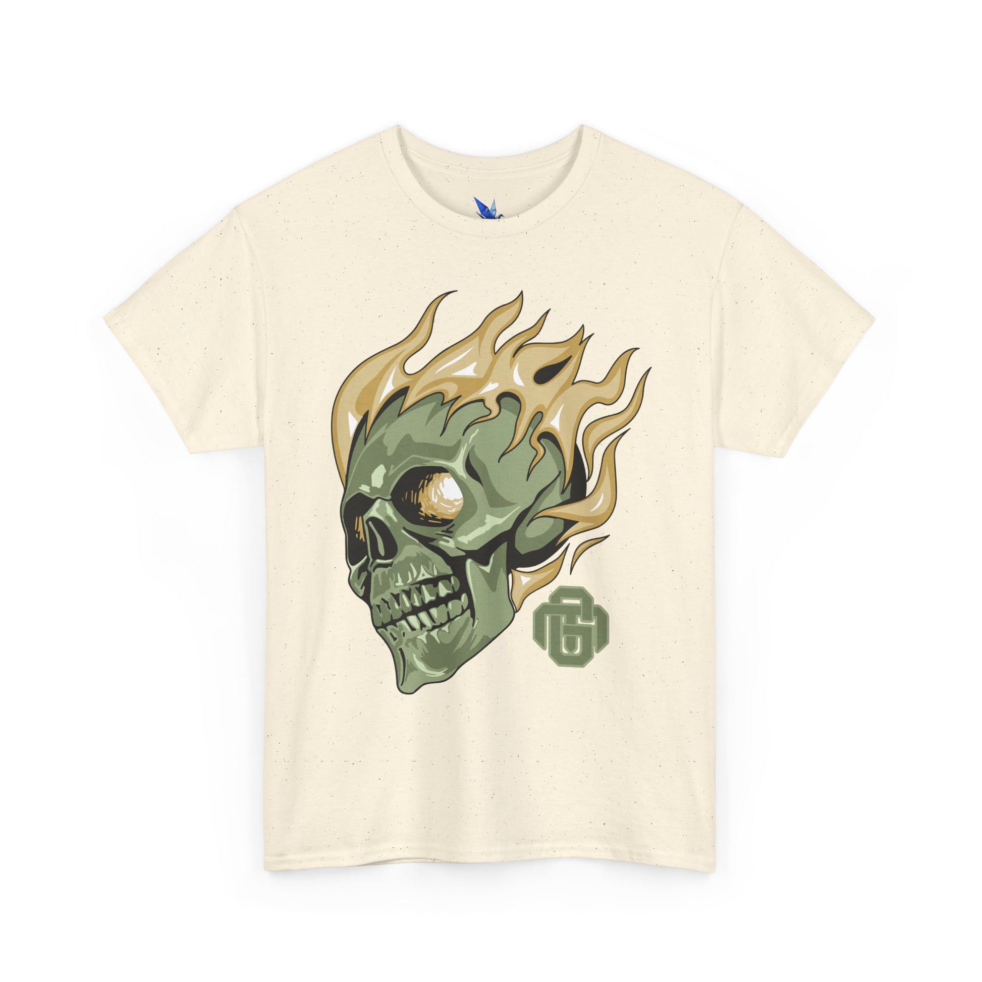 Flaming Green Skull Tee — Edgy Horror Graphic T-Shirt Printify
