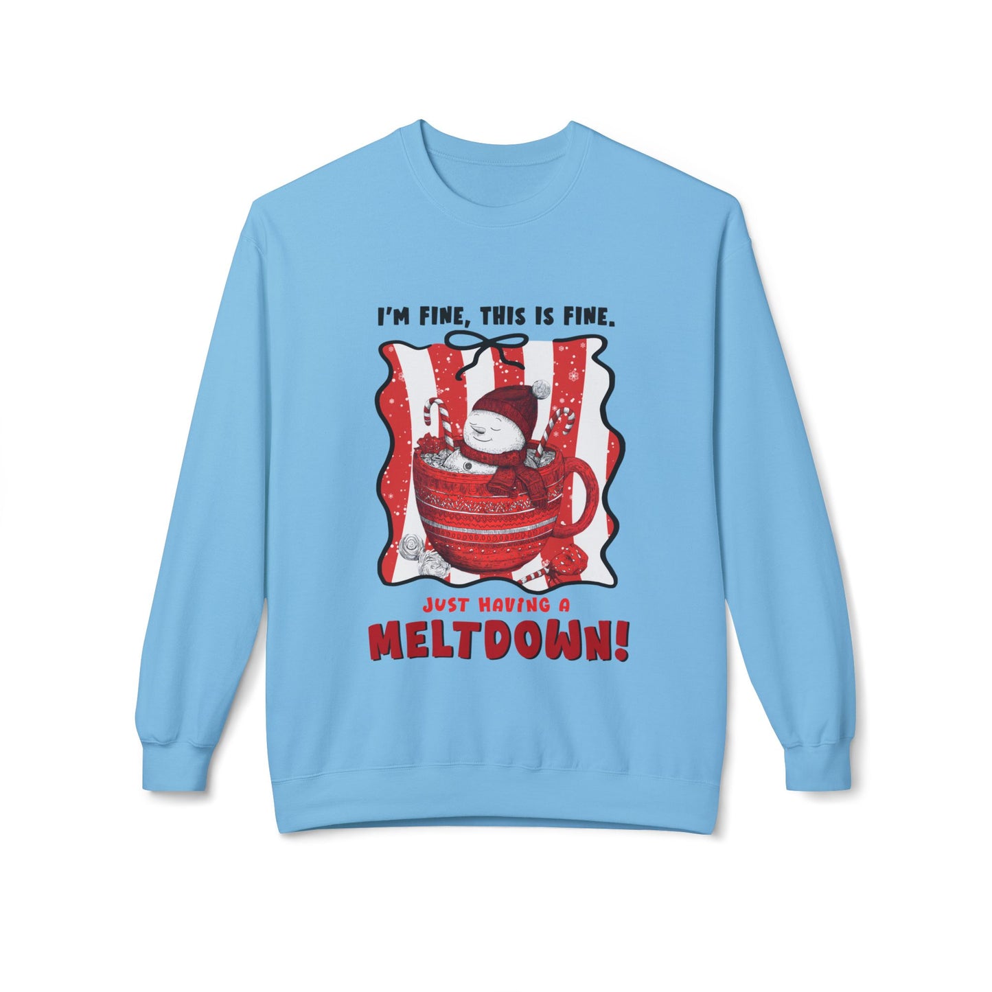 Sweatshirt — "I’m Fine, This Is Fine" Melting Penguin Crewneck Printify