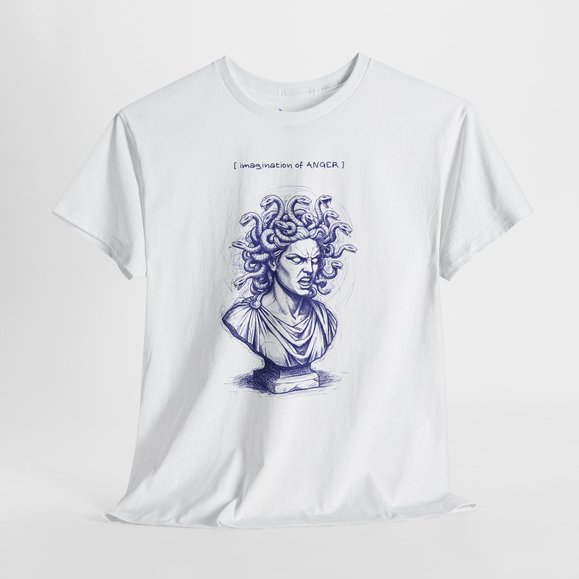 Medusa Bust Graphic Tee — 'I Really Wonder If Anyone' Artistic Mythology T-Shirt Printify