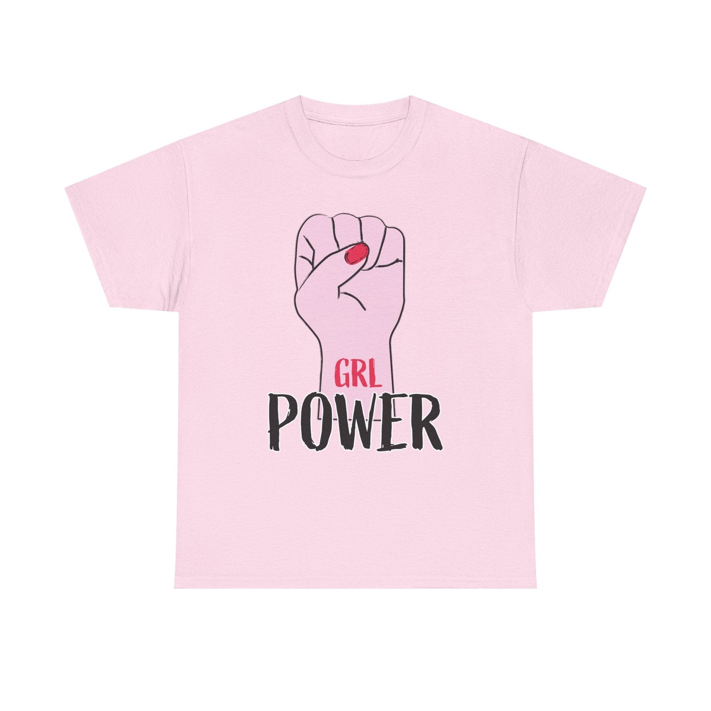 Girl Power T-Shirt — Feminist Raised Fist Tee (Pink Nail Design) Printify