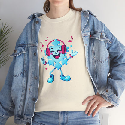 Music Lover Graphic Tee — Happy Snowflake Headphones Character Shirt Printify