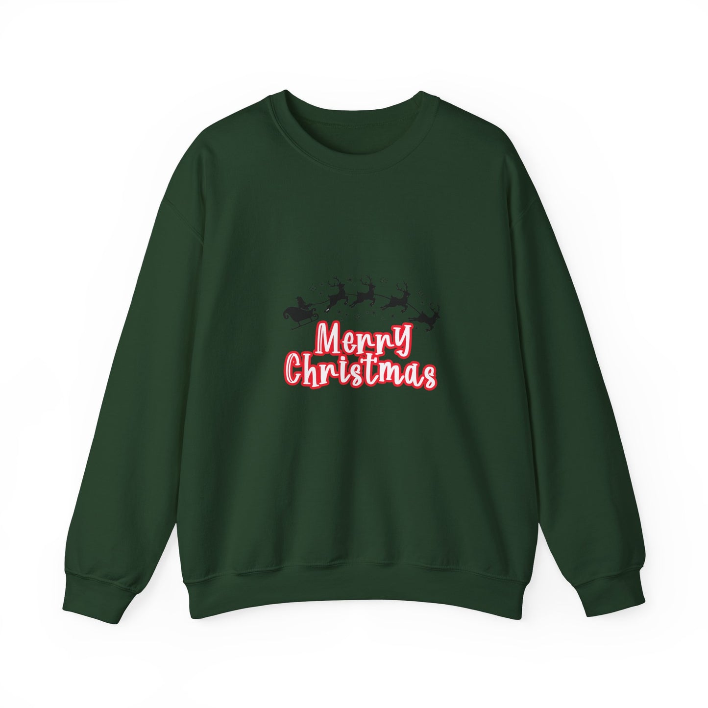 Christmas Crewneck Sweatshirt - 'Merry Christmas' Santa Sleigh Holiday Sweatshirt Printify