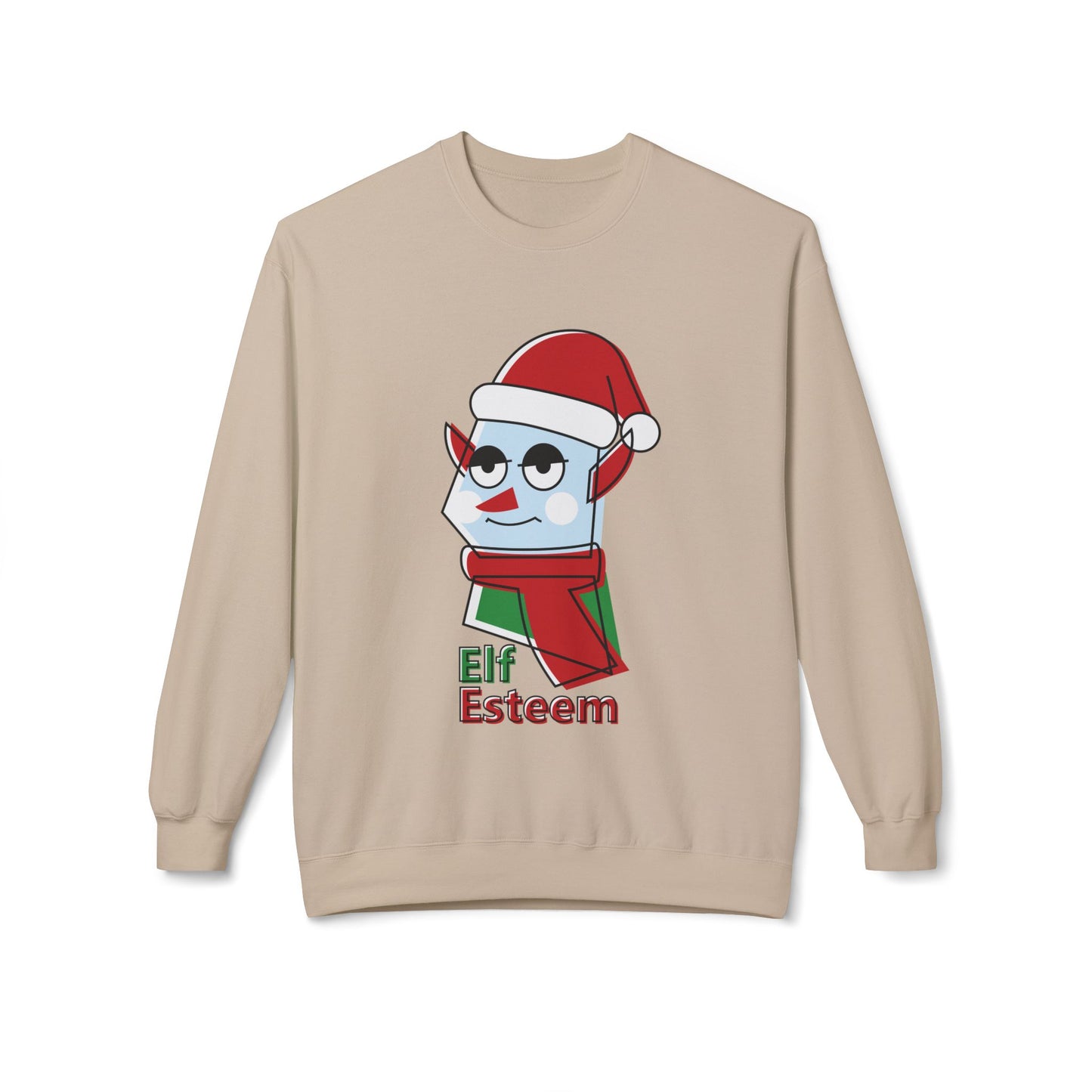 Elf Esteem Crewneck Sweatshirt — Funny Retro Holiday Christmas Sweater Printify