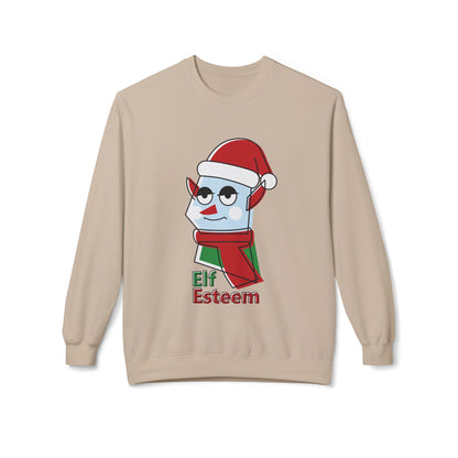 Elf Esteem Crewneck Sweatshirt — Funny Retro Holiday Christmas Sweater Printify