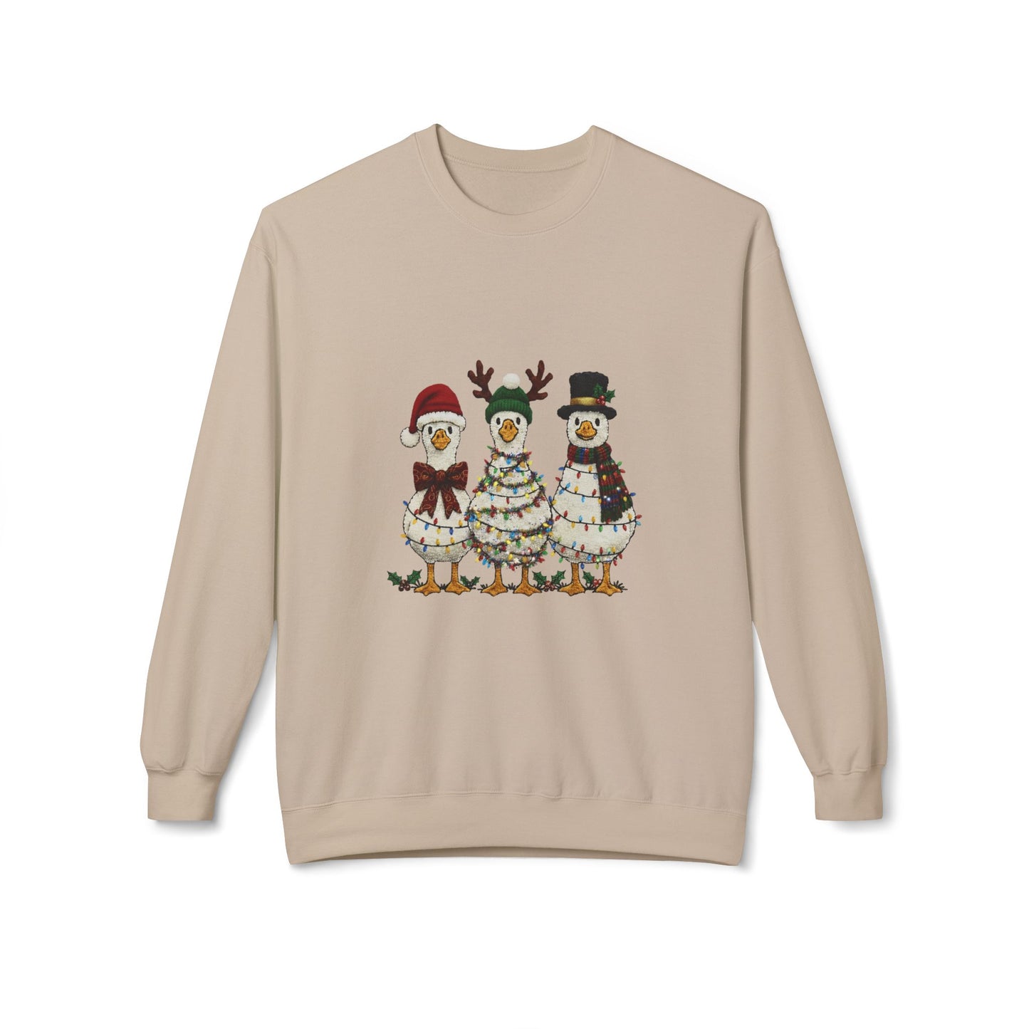 Christmas Duck Family Sweatshirt — Festive Holiday Trio Crewneck Printify