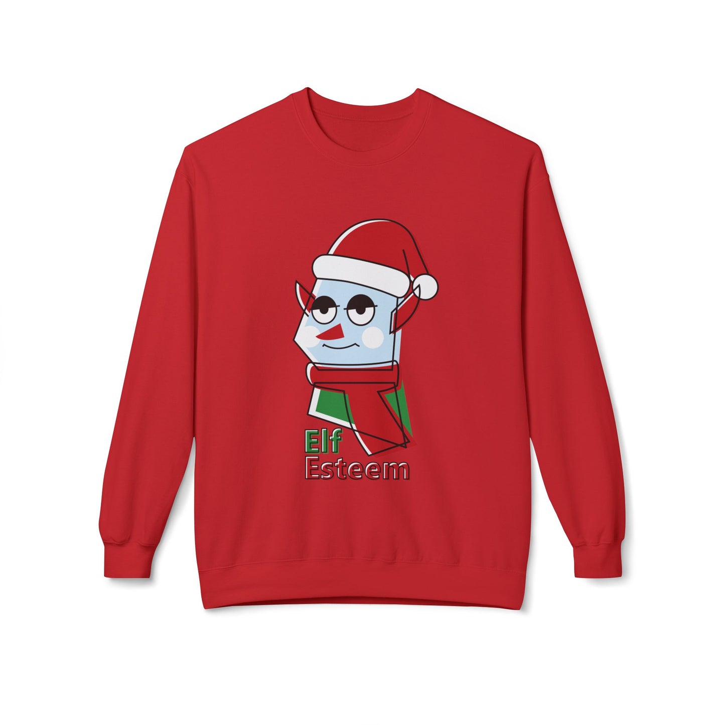 Elf Esteem Crewneck Sweatshirt — Funny Retro Holiday Christmas Sweater Printify