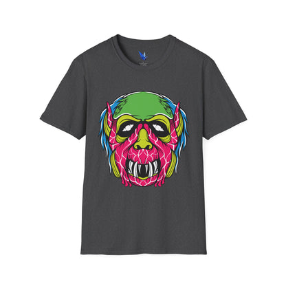 Horror Neon Zombie Skull T-Shirt Printify
