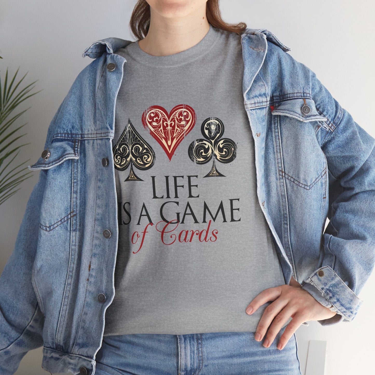 Life Is a Game of Cards Graphic Tee — Poker Suit Heart Spade Club Diamond T-Shirt Printify