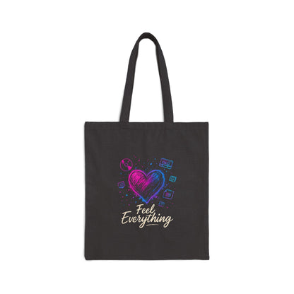 Canvas Tote Bag - Watercolor Heart 'Everything' Design, Cute Eco-Friendly Market Bag for Gifts & Everyday Use Printify