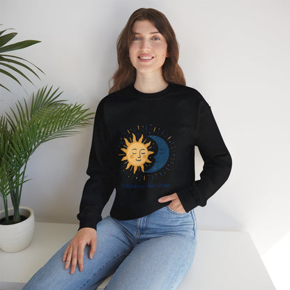 Sun and Moon Crewneck Sweatshirt — "In Harmony We Shine" Cozy Astrology Pullover Printify