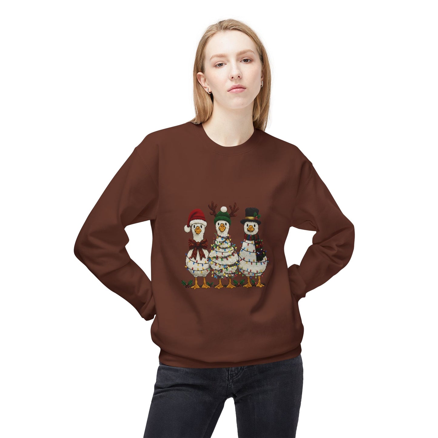 Christmas Duck Family Sweatshirt — Festive Holiday Trio Crewneck Printify