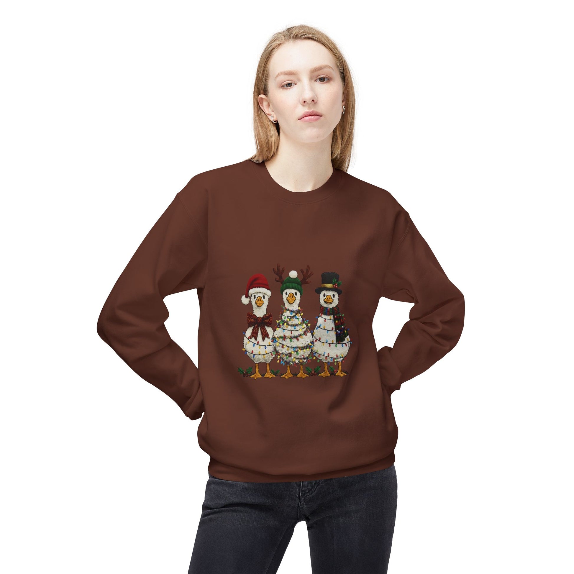 Christmas Duck Family Sweatshirt — Festive Holiday Trio Crewneck Printify