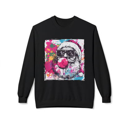 Skull Santa Bubblegum Sweatshirt – Colorful Holiday Graphic Crewneck Printify