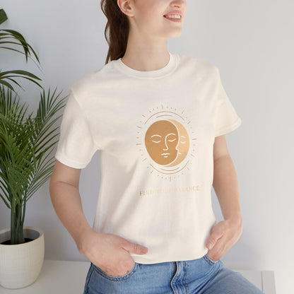Sun & Moon Minimalist Tee — Celestial Face Graphic T-Shirt Printify