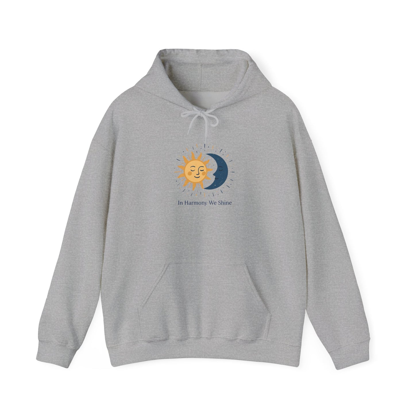 Sun and Moon Harmony Hoodie — "In Harmony We Thrive" Graphic Printify