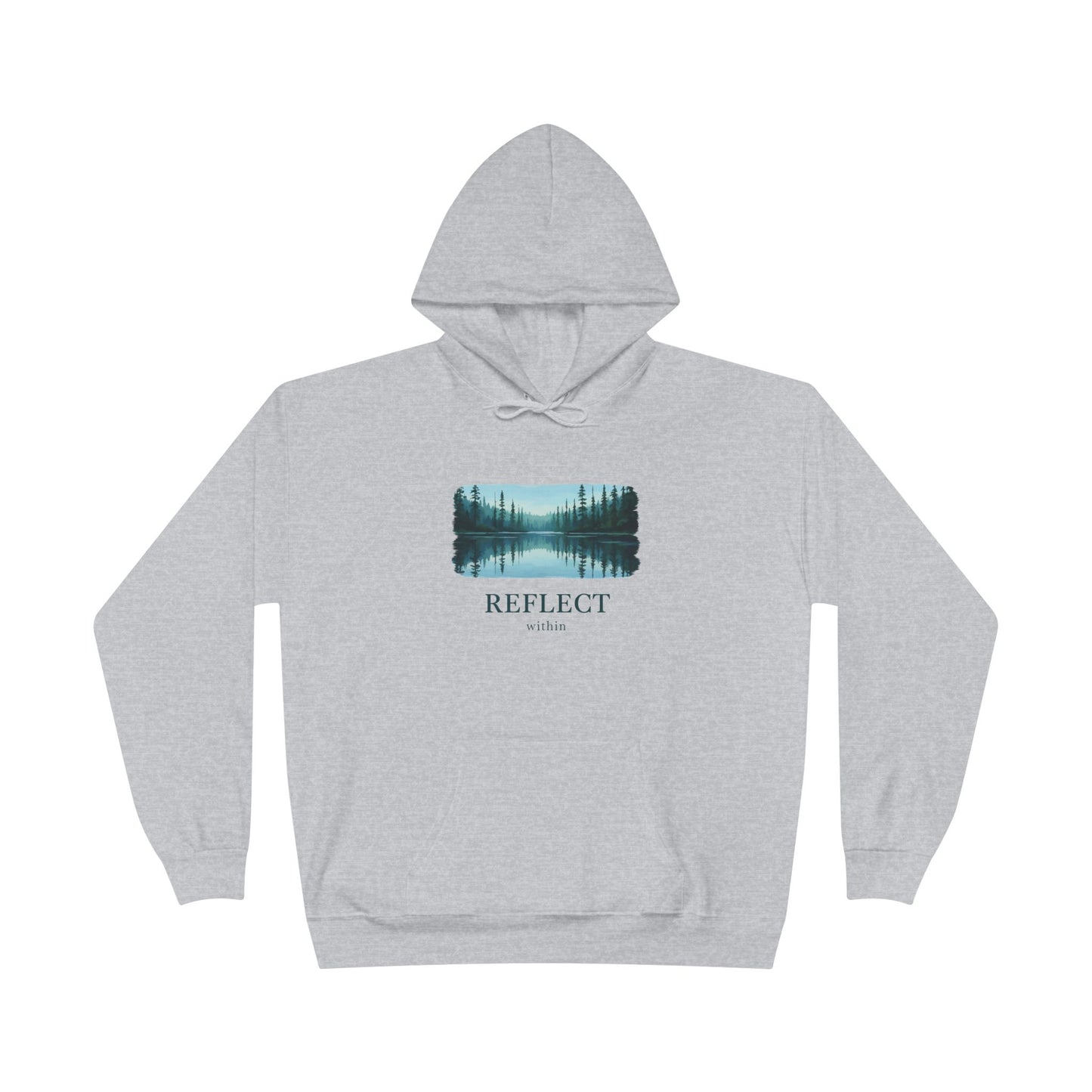 Reflect Lake Hoodie — Tranquil Forest Landscape Pullover Printify