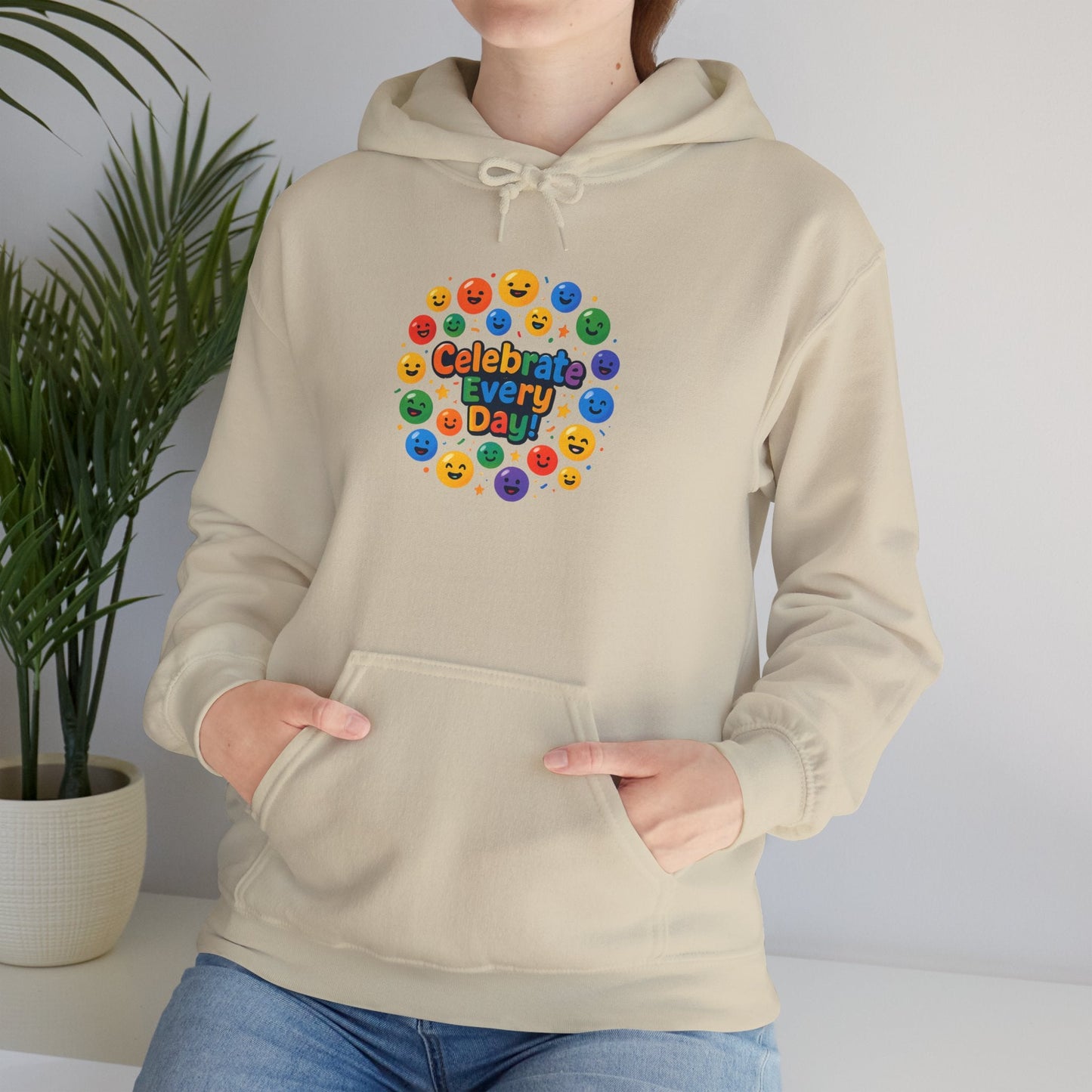 Celebrate Every Day Hoodie — Colorful Emoji Celebration Graphic Printify