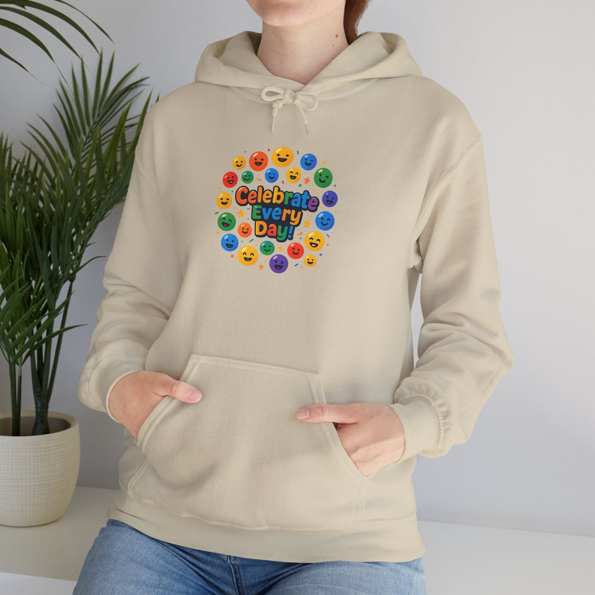 Celebrate Every Day Hoodie — Colorful Emoji Celebration Graphic Printify