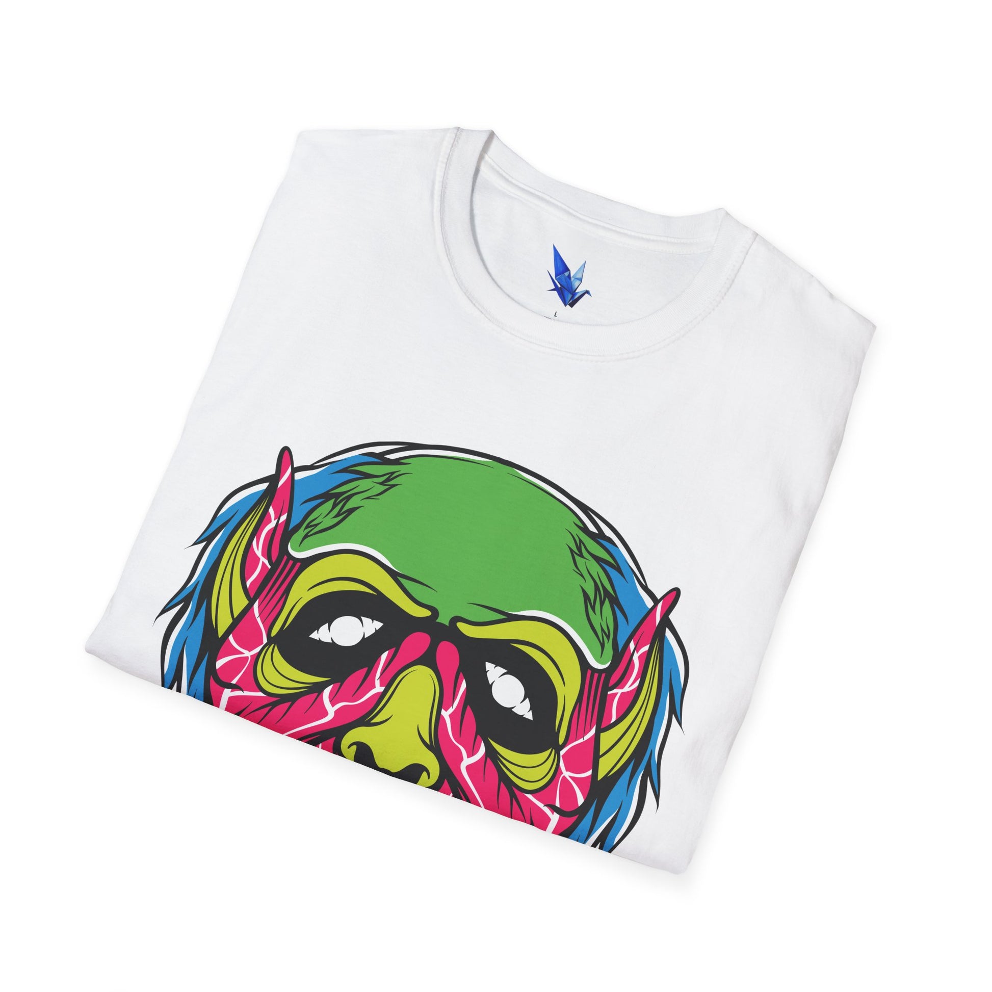 Horror Neon Zombie Skull T-Shirt Printify