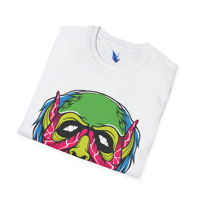 Horror Neon Zombie Skull T-Shirt Printify