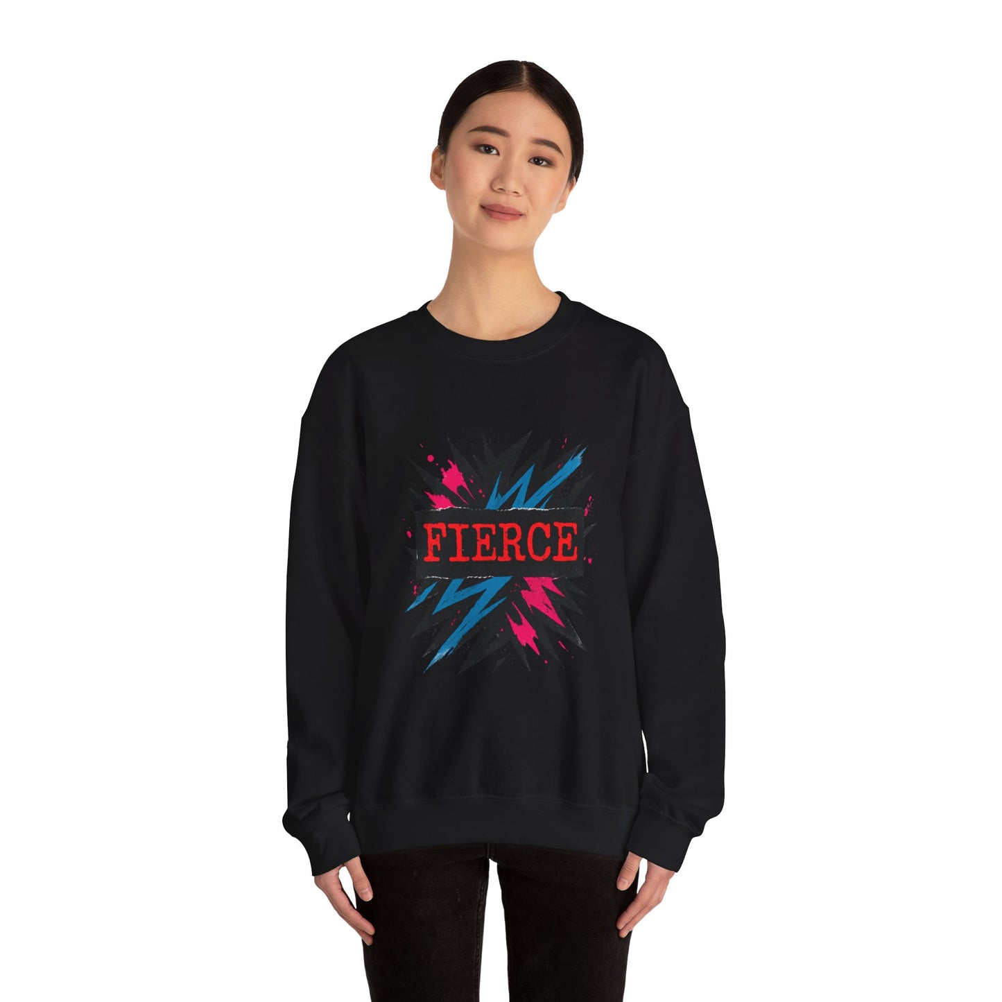 Fierce Graphic Sweatshirt — Bold Retro Explosion Crewneck Printify