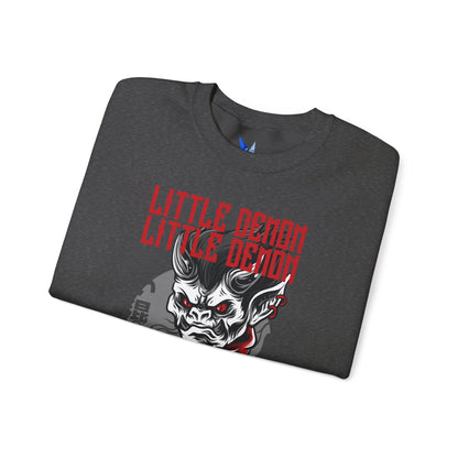 Little Demon Crewneck Sweatshirt — Gothic Oni Skull Pullover Printify