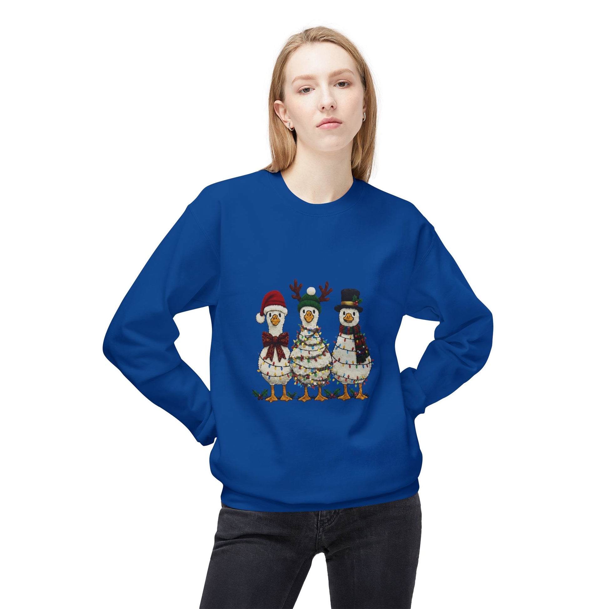 Christmas Duck Family Sweatshirt — Festive Holiday Trio Crewneck Printify
